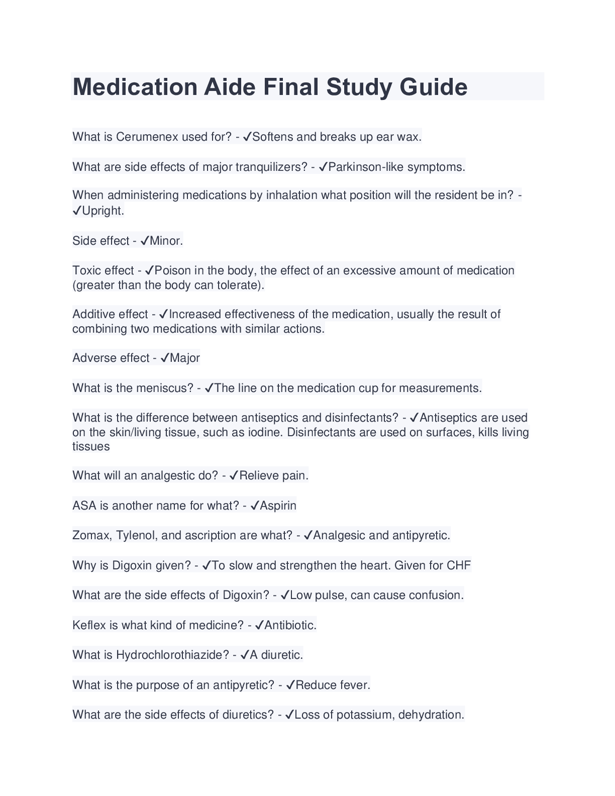 Preview image for Medication Aide Final Exam  Study Guide (Latest 2023/2024) Complete Solutions